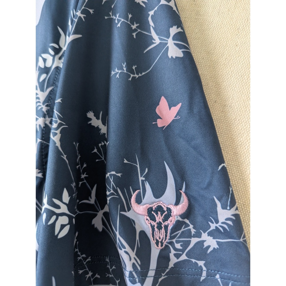 Greyson Polo Mens Medium Navy Pink Antler Bird Print Performance Golf Shirt M - Picture 2 of 9